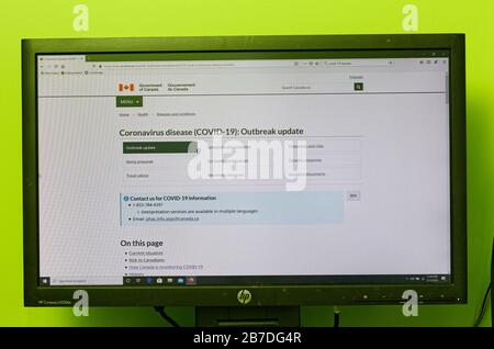 Quebec, Kanada. Webseite der kanadischen Regierung für Informationen über das Coronavirus Stockfoto