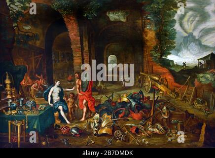 Allegorie des Feuers 1630 von Jan Brueghel dem Jüngeren 1601-1678 und Hendrick van Balen 1572-1632, Familie Brueghel ( Bruegel oder Breughel ), flämische Maler 16.-17. Jahrhundert, Belgier, Belgien. Stockfoto