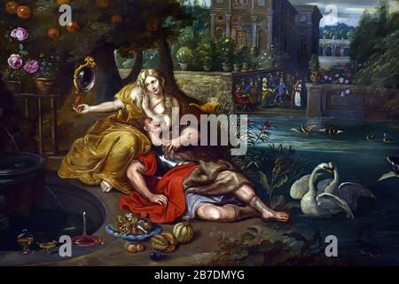 Allegorie der Liebe 1648-1659 von Jan Brueghel, dem Jüngeren 1601-1678 Familie Brueghel ( Bruegel oder Breughel ), flämische Maler 16.-17. Jahrhundert, Belgier, Belgien. Stockfoto