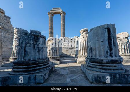 Ruinen des Apollo-Tempels in Didyma, Aydin, Türkei Stockfoto