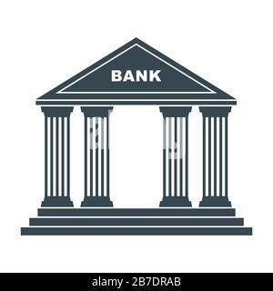 Bank Gebäude schwarz einfaches Symbol. Klassische Ansicht. Stock Vektor