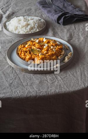 Tradischional Indian Food Lamb Korma mit Kaschew. Stockfoto