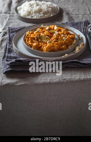 Tradischional Indian Food Lamb Korma mit Kaschew. Stockfoto
