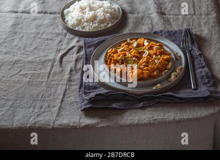 Tradischional Indian Food Lamb Korma mit Kaschew. Stockfoto