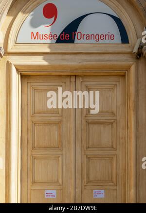 Musee de l'Orangerie in Paris wegen Coronavirus geschlossen Stockfoto