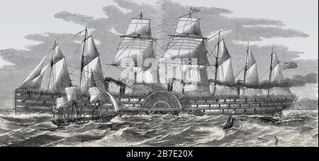 SS Great Eastern, ein eisernes Segeldampfschiff, 1857 Stockfoto