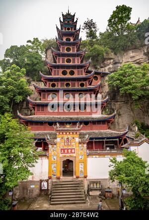 Shibaozhai-Tempelpagode, Jangtsekiang Stockfoto