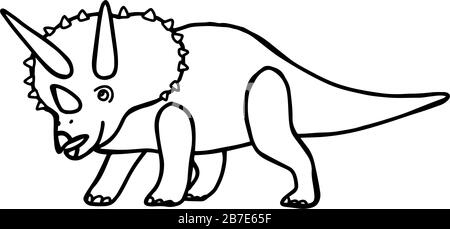 Dinosaurier Triceratops Malbuch für Kinder und Erwachsene. Stylische, handgezeichnete Antistress-Farbseite. Vector Outline T Rex Illustration. Stock Vektor