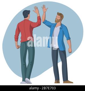 Collegues Leute geben hohe fünf Stock Vektor