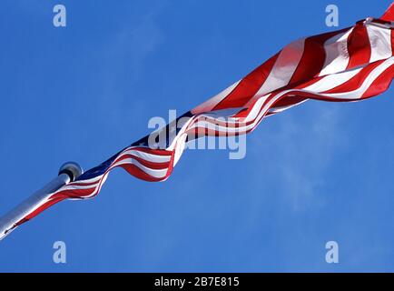 Flagge der Vereinigten Staaten in Wind Stockfoto