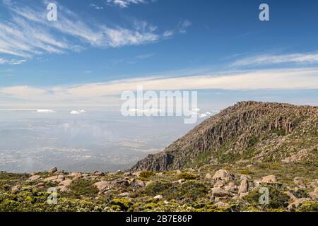 Blick vom Gipfel des Mount Wellington, Hobart, Tasmanien Stockfoto