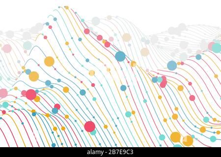 Digitale Karte mit Kreisen auf weißem Hintergrund. Visualisierung von Schallwellen. Stock Vektor