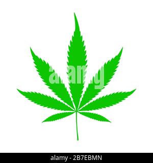 Symbol für Cannabis-Vektor. Grünes Cannabis-Blatt-Logo. Medizinisches Marihuana-Blatt isoliert. Stock Vektor
