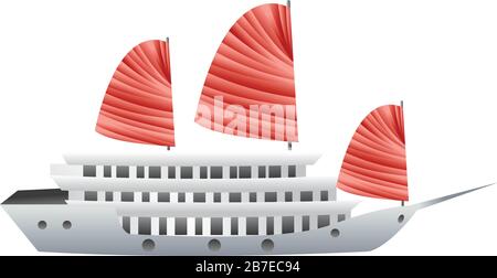 Asiatisches Schiffssymbol. Cartoon des asiatischen Schiffs-Vektor-Symbols für Webdesign isoliert auf weißem Hintergrund Stock Vektor