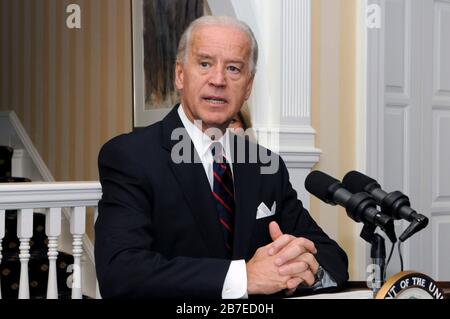 US-Vizepräsident Joe Biden spricht den Empfang der US-Nationalgarde am 22. Februar 2010 in Washington, DC, An. Stockfoto