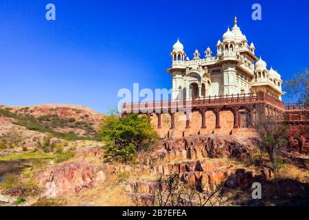 Wahrzeichen Indiens, altes Massoleum in Jodhpur.Rajasthan. Stockfoto