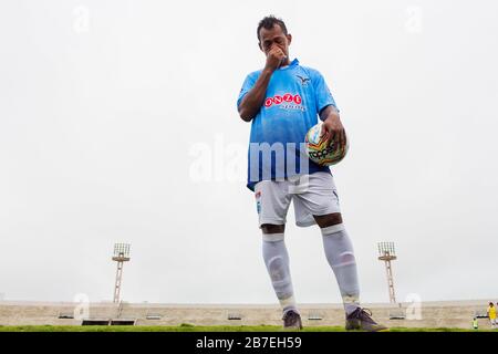 Campina Grande, Brazil. 15th Mar, 2020. Marcelinho Paraíba gives an  interview during a game between Perilima and Centro Sportivo Paraibano  (CSP), held this Sunday afternoon (15th) at the Ernani Sátyro stadium in