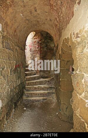 Old Fort Barrington Stairway in St. John's Harbor Antigua Stockfoto