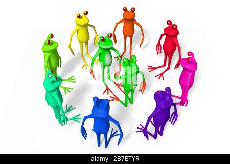 3D Cartoon Frogs - Handshake, Vertragskonzept. Stockfoto