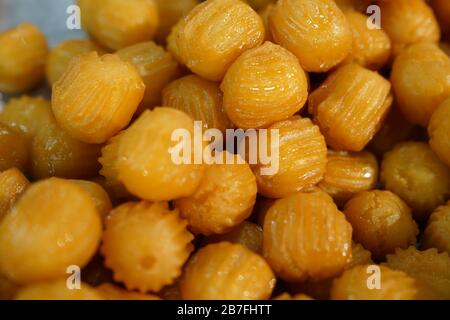 Köstliches türkisches Tulumba Dessert Stockfoto Stockfoto