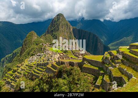 Die inka-ruine von Machu Picchu, Provinz Cusco, Peru. Stockfoto