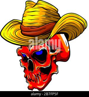 Cowboy skull trägt eine elegante braune fedora Hut Stock Vektor