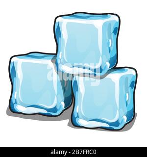 Eiswürfelstapel isoliert auf weißem Hintergrund. Nahaufnahme des Vektor-Cartoons. Stock Vektor