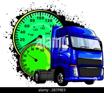 Cartoon Semi-Truck. Vektor Illustration Design Art Stock Vektor