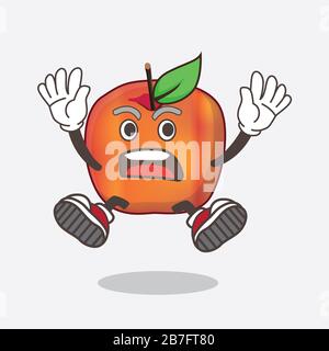 Ein Bild von Honeycrisp Apple Zeichentrick-Maskottchen mit schockierender Geste Stockfoto
