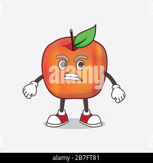 Ein Bild von Honeycrisp Apple Zeichentrick-Maskottchen-Charakter mit wütenden Gesicht Stockfoto