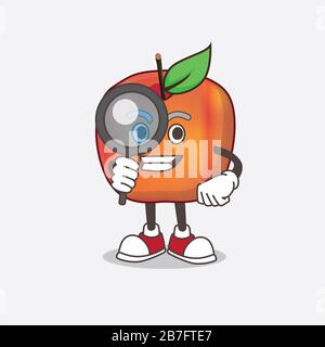 Ein Bild von Honeycrisp Apple Zeichentrick-Maskottchen-Figur als Detektiv-Design Stockfoto