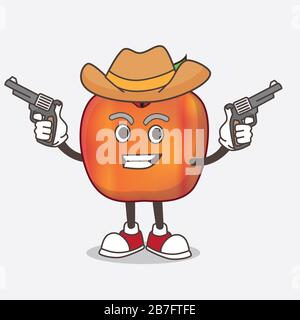 Ein Bild von Honeycrisp Apple Zeichentrick-Maskottchen mit Waffen Stockfoto