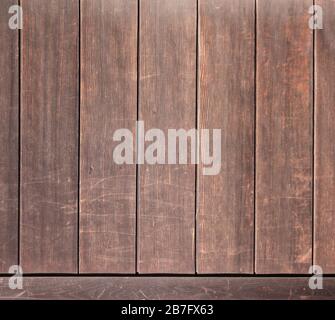 Textur von alten Holzbohlen. Reihe von Retro-Holztafeln in dunkelbrauner Farbe. Vorlage verspotten. Platz für Text kopieren Stockfoto