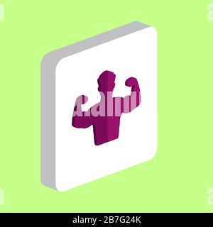 Bodybuilder, man Simple Vector Icon. Designvorlage für Symbole für Web Mobile UI-Element. Perfektes Farb-Isometrisches Piktogramm auf 3D-weißem Qua Stock Vektor