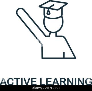 Symbol "aktives Lernen" aus der Sammlung "Lebensfähigkeiten". Active Learning-Symbol für einfache Linie für Vorlagen, Webdesign und Infografiken Stock Vektor