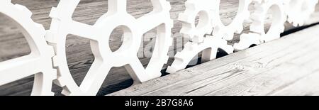 Business Industrie Konzept. Zahnräder und Kommunikation. 3D-Rendering Stockfoto