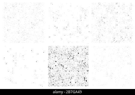 Satz Vector Seamless Grunge schmutzige Textur mit Splatterstaub, rauhen Spritzern, Kratzern. Vektorraustige Textursammlung Stock Vektor