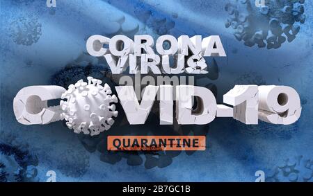 Coronavirus Krankheit COVID-19 Infektionskonzept auf dem schwenkenden Nationalflaggen Somalias. Äußerst detailgetreue 3D-Nahrender. Stockfoto