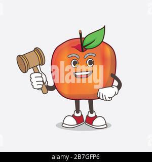 Ein Bild von Honeycrisp Apple Zeichentrick-Maskottchen-Charakter als kluger Richter Stockfoto