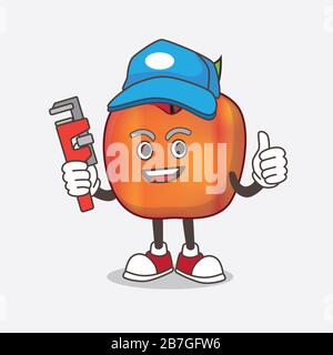 Ein Bild von Honeycrisp Apple Zeichentrick-Maskottchen-Figur als fröhlicher Installateur Stockfoto