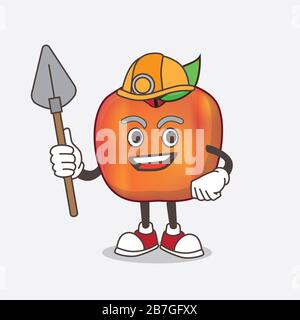 Ein Bild von Honeycrisp Apple Zeichentrick-Maskottchen-Charakter als cooler Bergmann Stockfoto