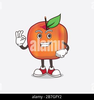 Ein Bild von Honeycrisp Apple Zeichentrick-Maskottchen-Charakter mit anrufender Geste Stockfoto