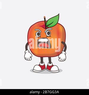 Ein Bild von Honeycrisp Apple Zeichentrick-Maskottchen-Charakter mit wütenden Gesicht Stockfoto