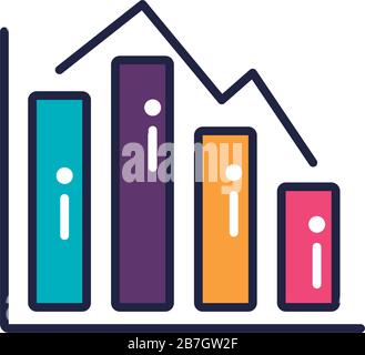 Infografik Statistiken Balken Linien- und Füllstil Stock Vektor