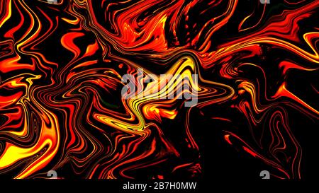 Abstrakter Roter Psychedelischer Verflüssigter Hintergrund. Flüssige, bunte Textur in der digitalen Kunst Stockfoto