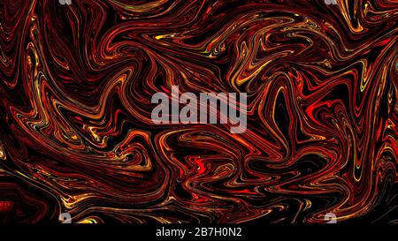 Abstrakter Roter Psychedelischer Verflüssigter Hintergrund. Flüssige, bunte Textur in der digitalen Kunst Stockfoto