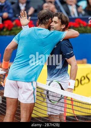 Rafael Nadal aus Spanien mit David Ferrer aus Spanien bei den ATP 500 Barcelona Open Banc Sabadell 67 Trofeo Conde Godo im Reial Club Tenis de Ba Stockfoto