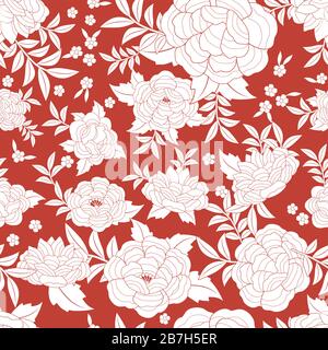 Nahtloses Blumenmuster auf der Grundlage der gestickten Blumen aus orientalischem Schal Stock Vektor