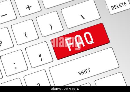 FAQ - 3D-Computertastatur Stockfoto