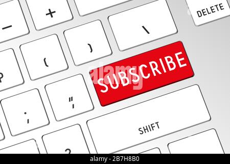 Subscribe - 3D-Computertastatur Stockfoto